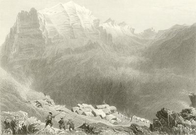 ドルメリユーズ、ハイアルプス、フェリックスネフスの労働シーン 作： William Henry Bartlett
