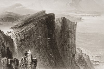 ジョージ・バーチュー作「アイルランドの風景と古代」（1860年代）の北アイルランド、アントリム州フェアヘッド 作： William Henry Bartlett