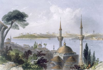 スクータリからのコンスタンチノープルの一般的な眺め、1850年頃（アクアチント色） 作： William Henry Bartlett