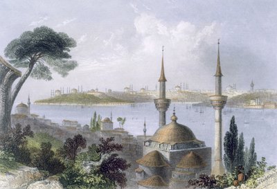 スクタリから見たコンスタンティノープルの全景、1850 年頃。 作： William Henry Bartlett