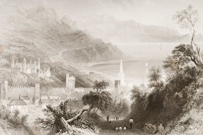 1860年代のジョージ・バーチューによる「アイルランドの風景と古代」からの北アイルランド、アントリム州グレンアーム 作： William Henry Bartlett