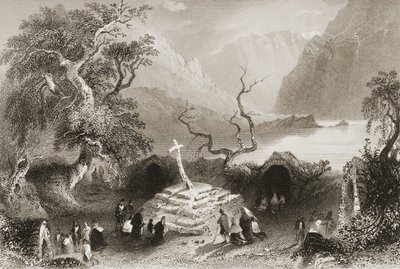 1860年代のジョージ・バーチューによる「アイルランドの風景と古代」からのアイルランド、コーク州、ゴーガンバラ 作： William Henry Bartlett
