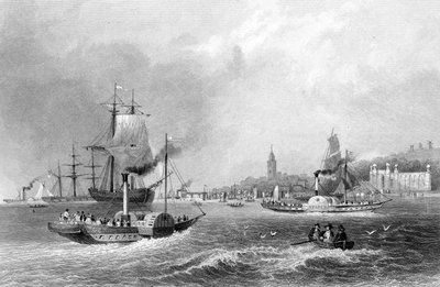 H.アドラードによって彫刻されたグレーブセンドは、「フィンデンの港湾」、1842年に出版されました 作： William Henry Bartlett