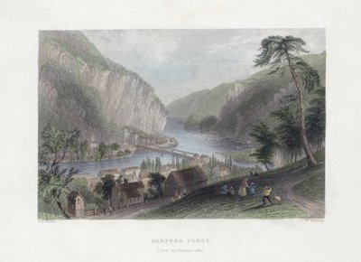 ハーパーズフェリー（ポトマック側から）、パブ。 1839年（手描きの彫刻） 作： William Henry Bartlett