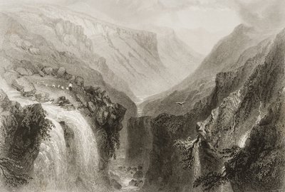 ジョージ・バーチュー著「アイルランドの風景と古代」から1860年代、ウィックロー州グレンマルール長 作： William Henry Bartlett