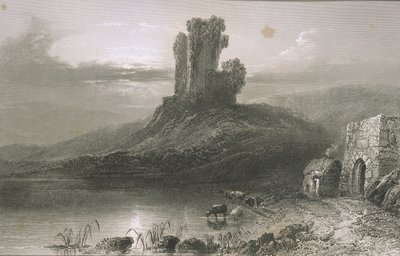 1860年代のジョージ・バーチューによる「アイルランドの風景と古代」からのアイルランド、コーク州キルコルマン城 作： William Henry Bartlett