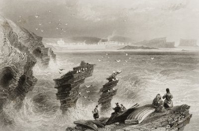 1860年代のジョージ・バーチューによる「アイルランドの風景と古代」からのアイルランド、クレア州キルキー 作： William Henry Bartlett