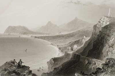 1860年代のジョージ・バーチューによる「アイルランドの風景と古代」からのアイルランド、ダブリン州キリニー湾 作： William Henry Bartlett
