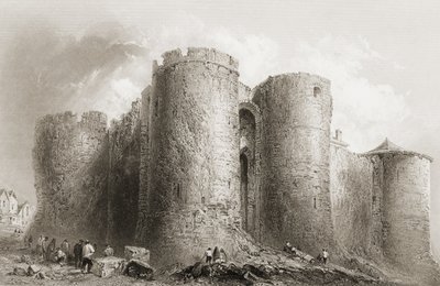 1860年代のジョージ・バーチューによる「アイルランドの風景と古代」のジョン王の城、リメリック、アイルランド 作： William Henry Bartlett