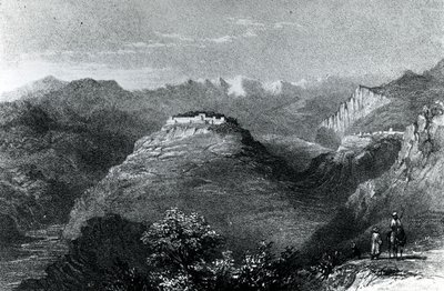 レバノン山のジューンにあるレスターヘスタースタンホープの邸宅、1845年 作： William Henry Bartlett