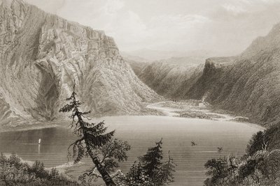 ウィックロー州のルゲラ湖、ジョージヴァーチュー作「アイルランドの風景と古代」1860年代 作： William Henry Bartlett