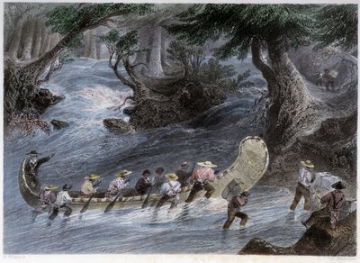 男性のカヌー乗り - Bartlett W. H. 著「Canadian scenery illustrated」に掲載。 作： William Henry Bartlett