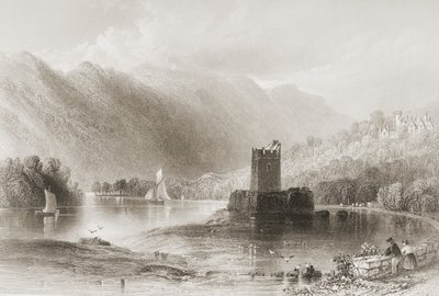 ジョージヴァーチュー作「アイルランドの風景と古代」（1860年代）より、北アイルランドのダウン郡、ナローウォーターキャッスル 作： William Henry Bartlett