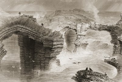 アイルランドのクレア州キルキー近郊にあるナチュラルブリッジ 作： William Henry Bartlett
