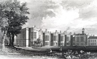 ウィリアム・ワトキンスによって彫刻された、エセックスのチェルムズフォード近くの新しいホール、1832年頃 作： William Henry Bartlett