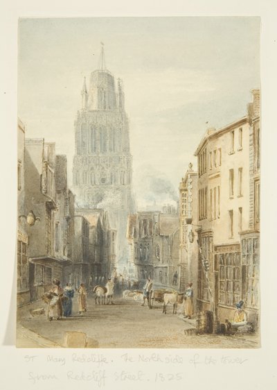 Redcliffe StreetからSt Mary Redcliffe Churchの北側を見る。 作： William Henry Bartlett