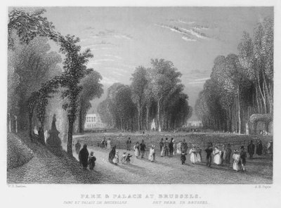 ブリュッセルの公園と宮殿（彫刻 作： William Henry Bartlett