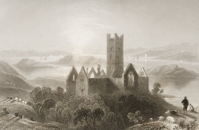 1860年代のジョージ・バーチュー著「アイルランドの風景と古美術」より、アイルランドのメイヨー州ローゼルク修道院 作： William Henry Bartlett