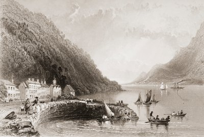 ジョージヴァーチュー著「アイルランドの風景と古代」（1860年代）のロストレバー桟橋、ダウン州 作： William Henry Bartlett