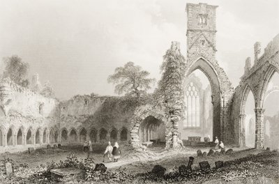スライゴ修道院、スライゴ州、アイルランド、ジョージ・バーチュー著「アイルランドの風景と古代」、1860年代（彫刻） 作： William Henry Bartlett