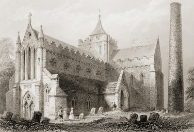 1860年代のジョージ・バーチューによる「アイルランドの風景と古代」からの聖カニス大聖堂、キルケニー、アイルランド、キルケニー 作： William Henry Bartlett