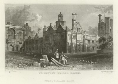 セントオシスの修道院、エセックス 作： William Henry Bartlett