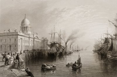カスタムハウス、ダブリン、ジョージヴァーチュー著「アイルランドの風景と古代」1860年代 作： William Henry Bartlett