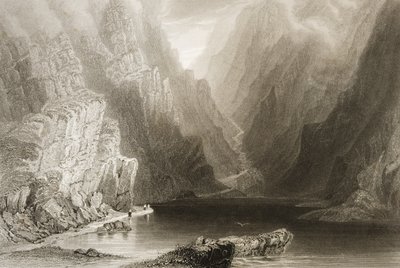 1860年代のジョージ・バーチューによる「アイルランドの風景と古代」からのアイルランド、キラーニー郡ダンローのギャップ 作： William Henry Bartlett