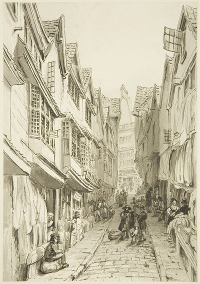The Pithay（紙にペン＆インクウォッシュ 作： William Henry Bartlett