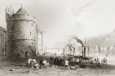 アイルランド、ウォーターフォードの岸壁、ジョージヴァーチュー作「アイルランドの風景と古代」1860年代 作： William Henry Bartlett