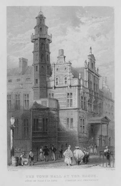 ハーグのタウンホール（彫刻 作： William Henry Bartlett