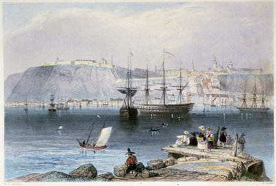 Vue de Québec et de son port (Canada) - "Canadian Scenary illustrated" by William Henri Barlett, ed.ジョージ・バーチュー 作： William Henry Bartlett