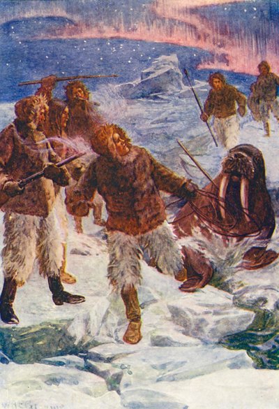 氷の世界、あるいはイルカ号の捕鯨クルーズのイラスト（カラーリトグラフ） 作： William Henry Charles Groome