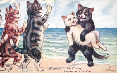 ユーモラスな猫のポストカード（カラーリトグラフ） 作： William Henry Ellam