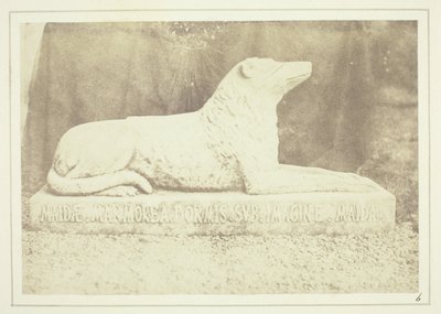 アボッツフォードの広間のドア脇にあるW・スコット卿の愛犬マイダの置物。 作： William Henry Fox Talbot