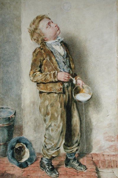 シャボン玉を吹く 作： William Henry Hunt