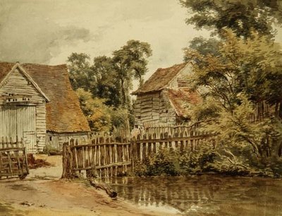 池のある農園（水彩・紙 作： William Henry Hunt