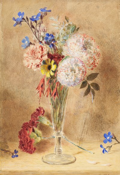 ガラスの花瓶の花（カードにトイレ） 作： William Henry Hunt