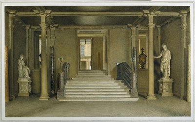 チャッツワース・ハウスの北玄関ホール（水彩・紙 作： William Henry Hunt