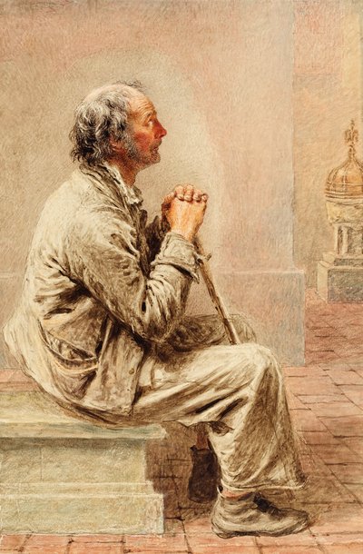 素朴な献身、1840年頃 作： William Henry Hunt