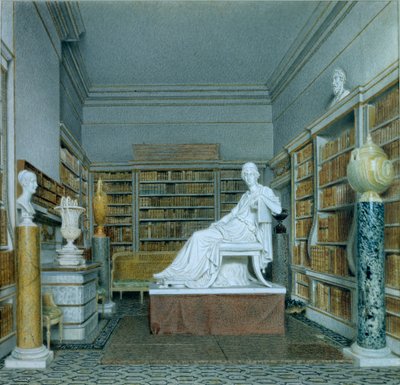 チャッツワースの旧図書館（水彩・紙 作： William Henry Hunt