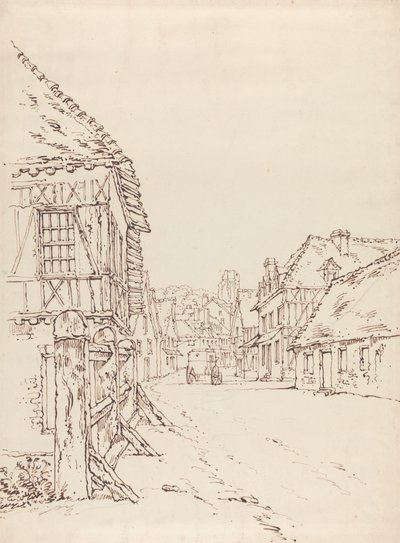 フランスの町の通りの眺め 作： William Henry Hunt