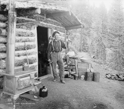 1900年頃のコロラド州パイクスピークの探鉱者（モノクロ写真 作： William Henry Jackson