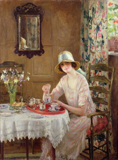アフタヌーン・ティー（油彩・キャンバス） 作： William Henry Margetson