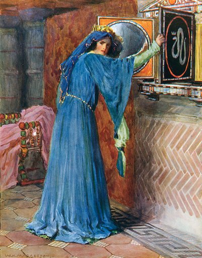 壁の魔法の鏡、誰が一番美しい女性か 作： William Henry Margetson