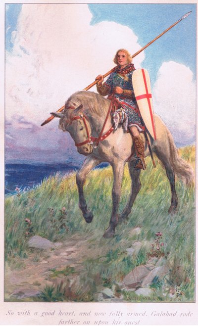 ガラハドは心の良さとより完全な武装で、彼の探求にさらに乗りました 作： William Henry Margetson