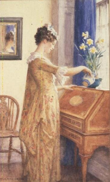 水仙の水やり 作： William Henry Margetson