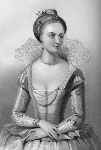 デンマークのアン1665-1714、ジェームズ1世の女王の配偶者、1851年。 作： William Henry Mote