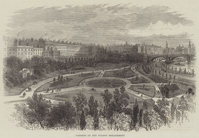 テムズ川堤防上の庭園 作： William Henry Pike