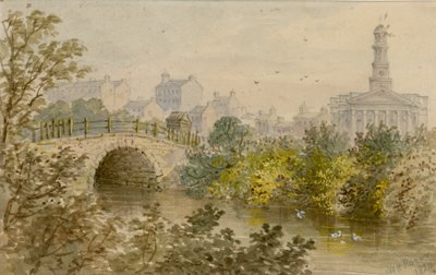湖、リージェンツパーク、ロンドンの古い橋 作： William Henry Prior